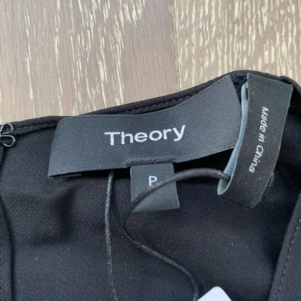 Theory Ruffle Shell blouse in black - Picture 3 of 8